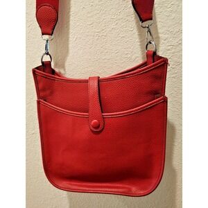 Ldara Red Bucket Bag with Canvas Strap